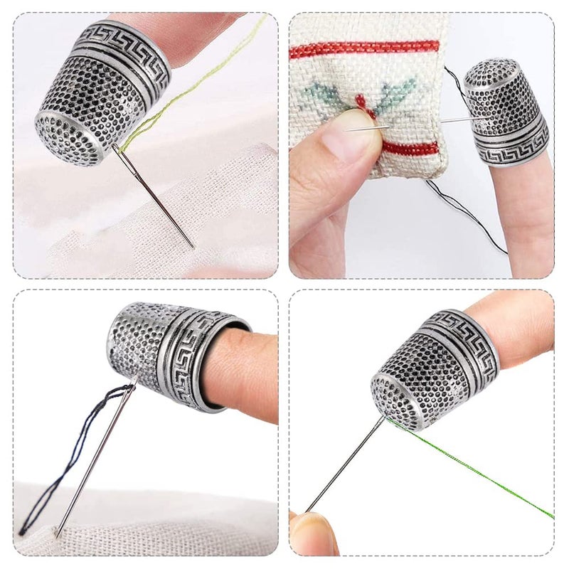 Mtsooning Antique Sewing Thimble, Metal Fingertip Protector, Finger Shield Ring for Quilting Craft Accessories DIY Sewing Tools - Image 5
